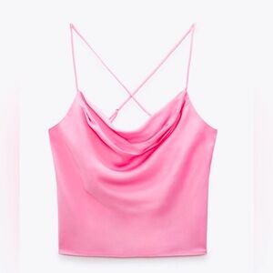 Zara Silky spaghetti strap criss cross top